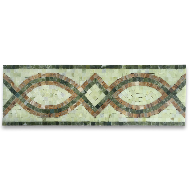 5.9 in. x 17.7 in. Marble Tile, Green/Yellow