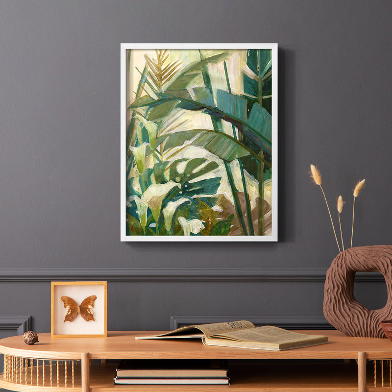 Nouveau cadre tropical imprimé - bois massif, Cadre simple blanc, H 14 po x l 11 po