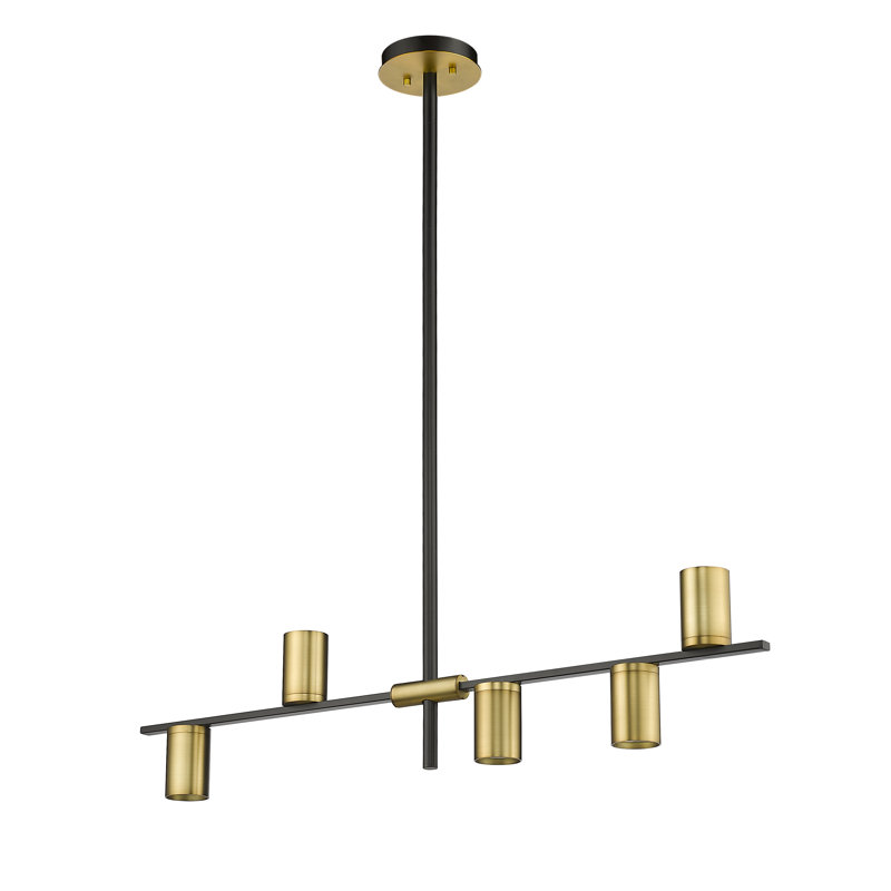 Lustre cylindrique Spoutnik à 5 lumières Jamari, Laiton vieilli