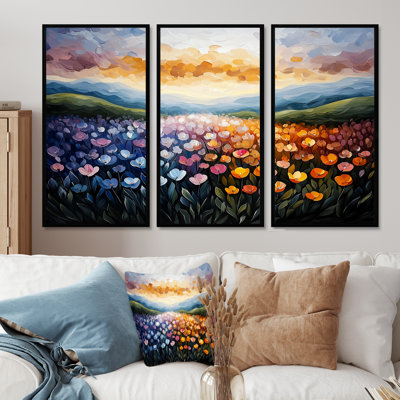 Abstrait paysages 4 saisons paysage - ensemble de 3 paysages d'art mural
