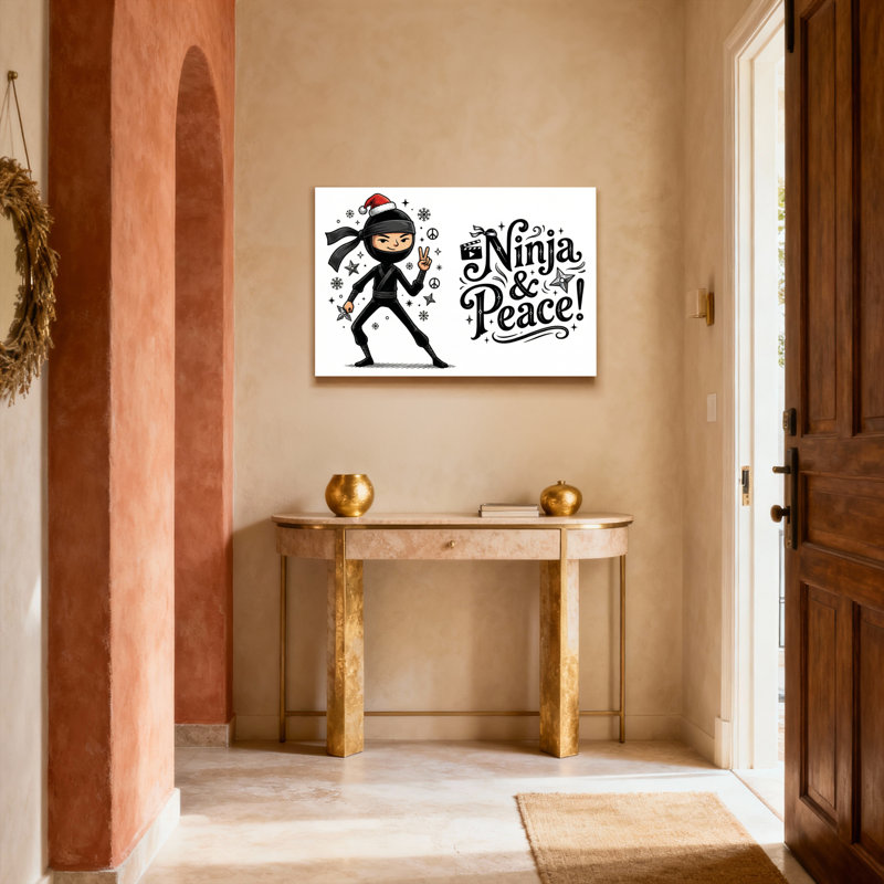 Ensemble de 1 tableau sur toile Ninja Christmas Peace Holiday, H 12 po x l 18 po, Toile tendue, Ne s’applique pas