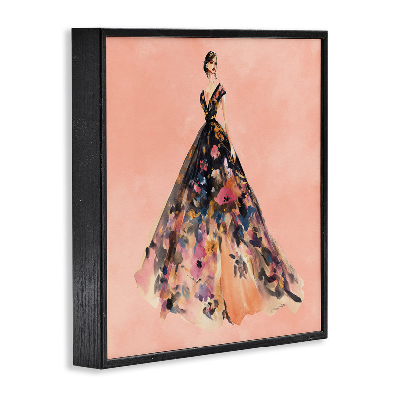 Giclée encadrée de nuit en or rose, design par Svetlana Aleynikova, Giclée noire de minuit encadrée, H 17 po x l 17 po