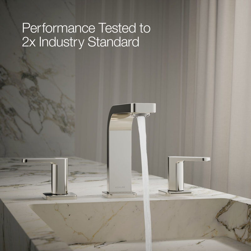 Parallel™Widespread Bathroom Faucet, 3-Hole Two Lever Handle Bathroom Sink Faucet, 1.2 GPM, Vibrant Polished Nickel, 1.2 GPM