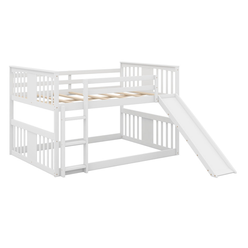 Lit superposé avec échelle et glissade, parfait pour les chambres ludiques, Blanc