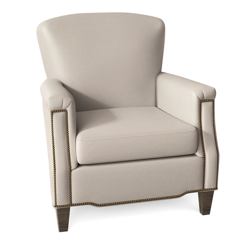 Vincent Armchair, French Natural, Anilina Cacao Genuine Leather, Cobblestone
