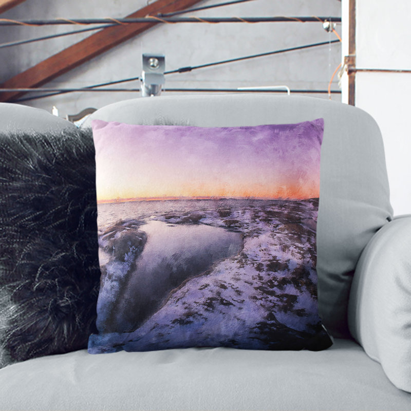 Ice Pool in Helsinki Finland Painting Cushion with Filling, 55cm H x 55cm W x 20cm D, Black