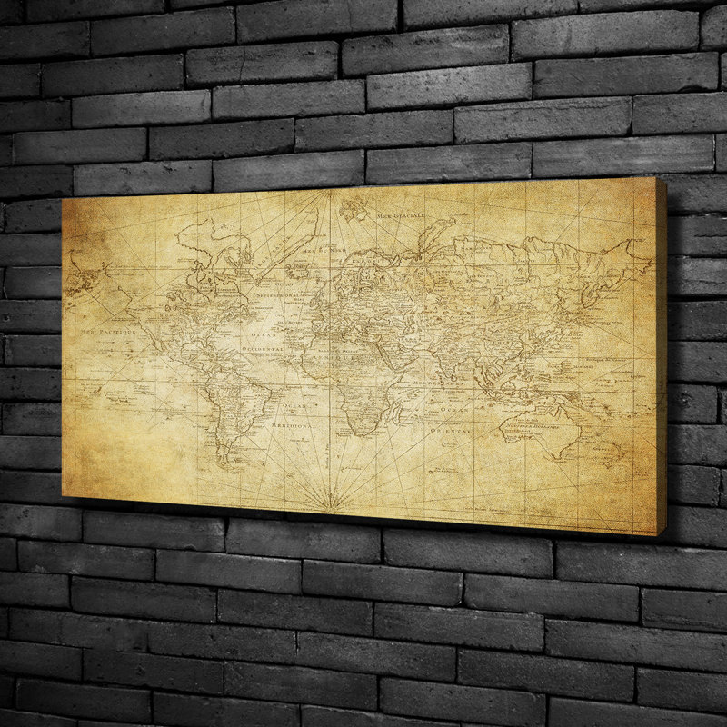 Old Map Of The World - No Frame Print on Canvas