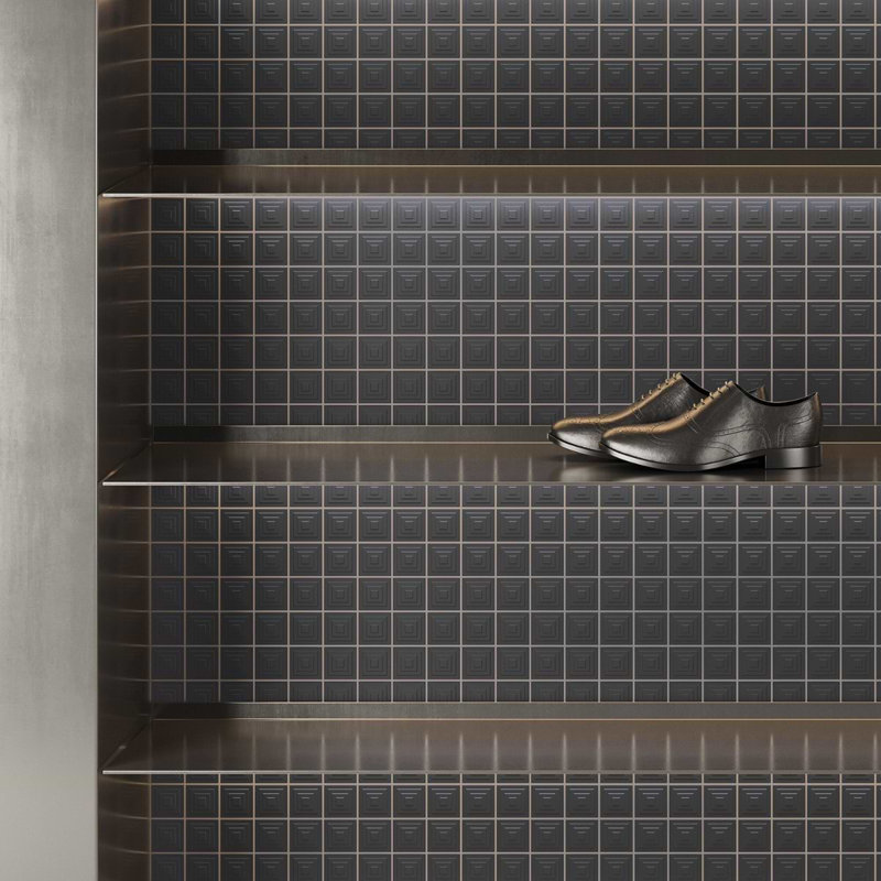Kinzie Pyramid 8X16 3D Matte Ceramic Tile, Charcoal