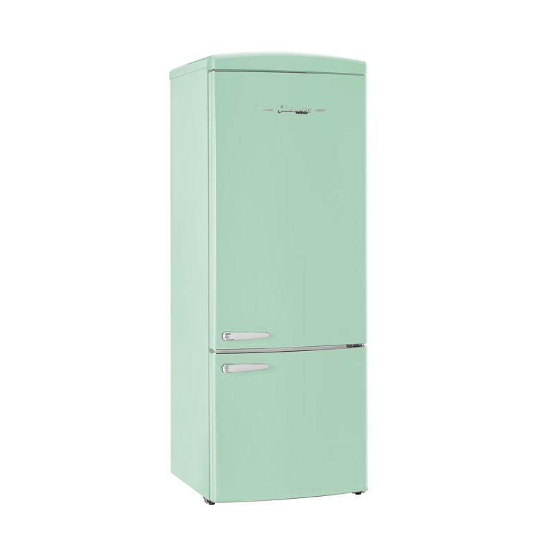 Classic Retro 28" 16.7 Cu. Ft. Frost Free Bottom Freezer Fridge In Summer, Energy Star, Green