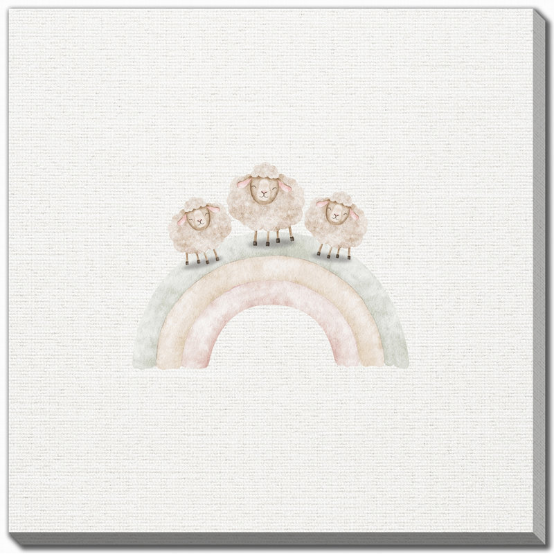 Rainbow 3 Sheep, art mural sur toile, H 38 po x l 38 po
