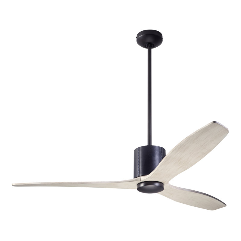 LeatherLuxe 54'' Ceiling Fan, Wall/Remote Combo Controls, Whitewash, Dark Bronze/Black