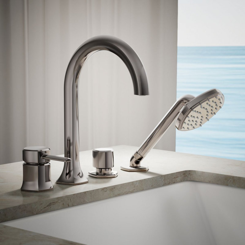 Occasion Deck-Mount Handshower Holder And Two-Way Diverter Valve, Matte Black