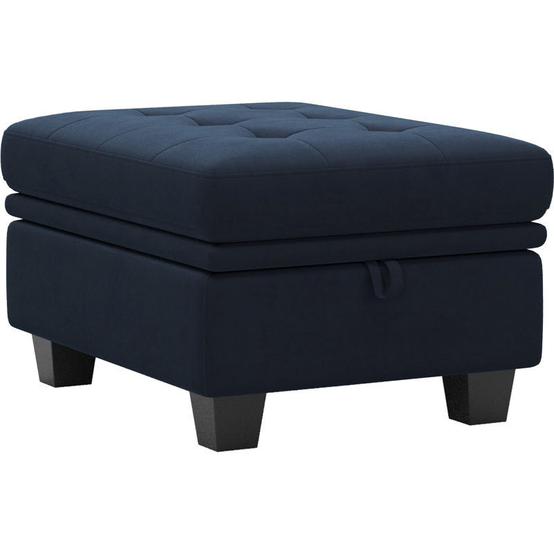 Shavera Upholstered Multifunctional Removeable Storage Ottoman, Blue