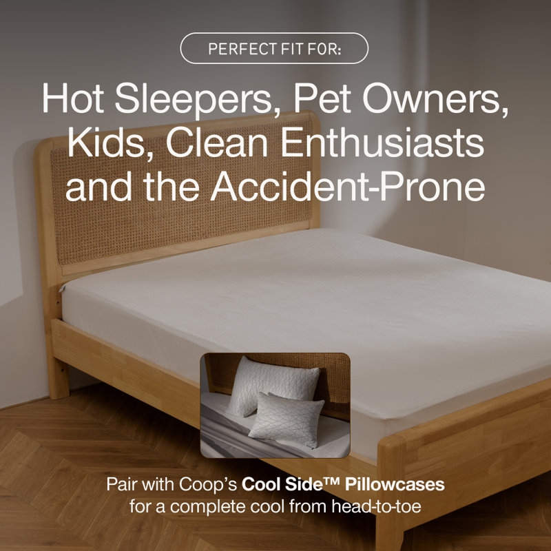 Coop Home Goods Ultra-Cool Waterproof Cooling Mattress Protector Queen, Machine Washable, Queen