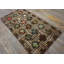 Bold Brown Color Vintage Mid Century American Folk Art Leafe Pattern Hooked Rug