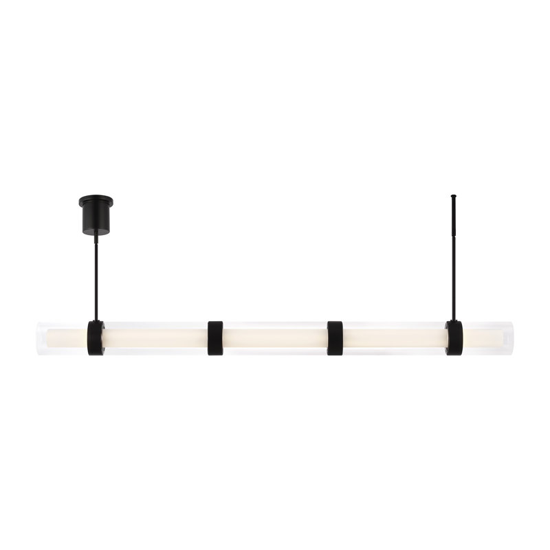 Wit 1 - Light LED Pendant, Black, 6" H x 55.9" W x 3.9" D