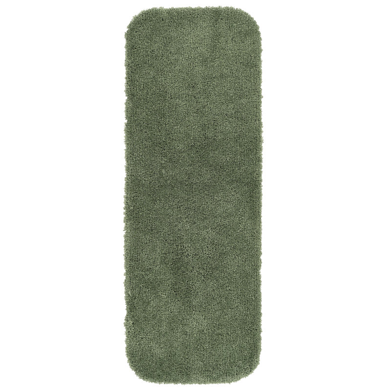 Treye Nylon Bath Rug with Non-Slip Backing, Runner 22" x 60", Deep Fern