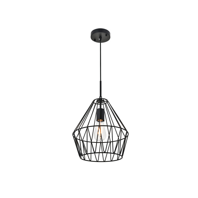 Luminaire suspendu géométrique à 1 lumière Marguez, Noir