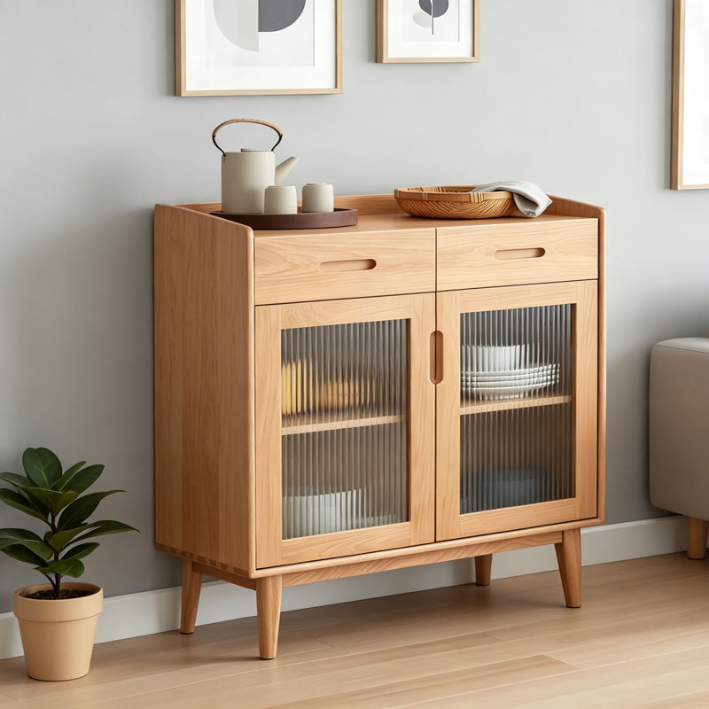 Commode d'appoint moderne et minimaliste en bois massif, H 37,01 po x l 39,37 po x P 15,74 po  