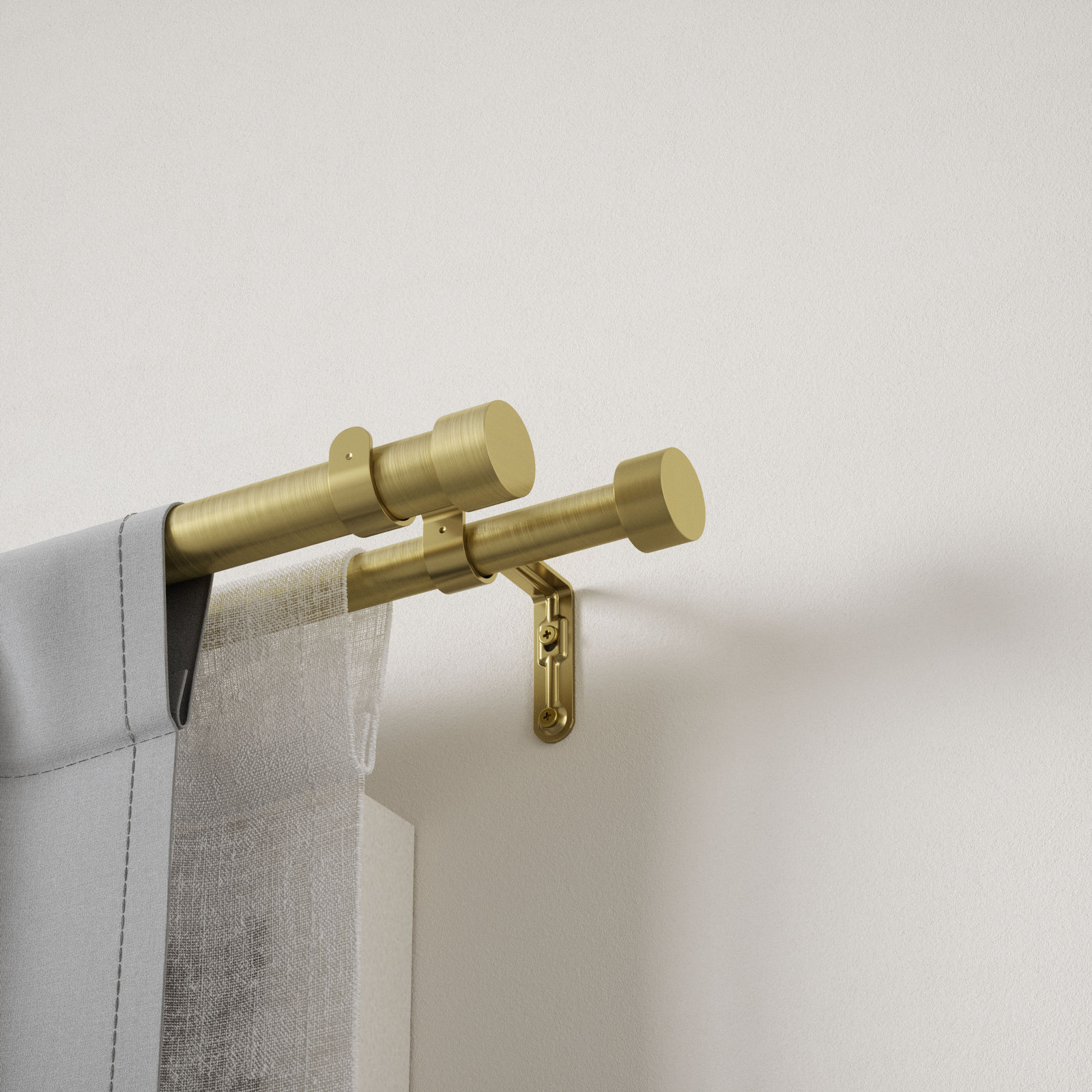 Cappa Adjustable Double Curtain Rod, Burnished Black, 36" H x 66" W