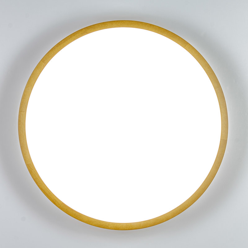 Demitria Glass and Solid Wood Flush Mount, Light Oak, 8cm H x 37.5cm W x 37.5cm D