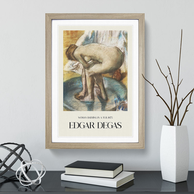 Nude Woman Bathing by Edgar Degas - Picture Frame Painting, Oak, 65cm H x 48cm W x 2cm D