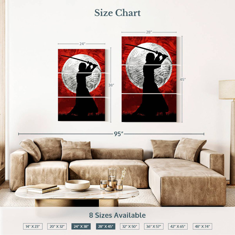 Leisha Samurai Moon Red, 38" H x 24" W