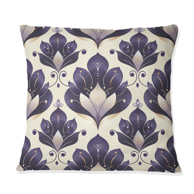 Coussin décoratif mauve beige damassé Elegance IV