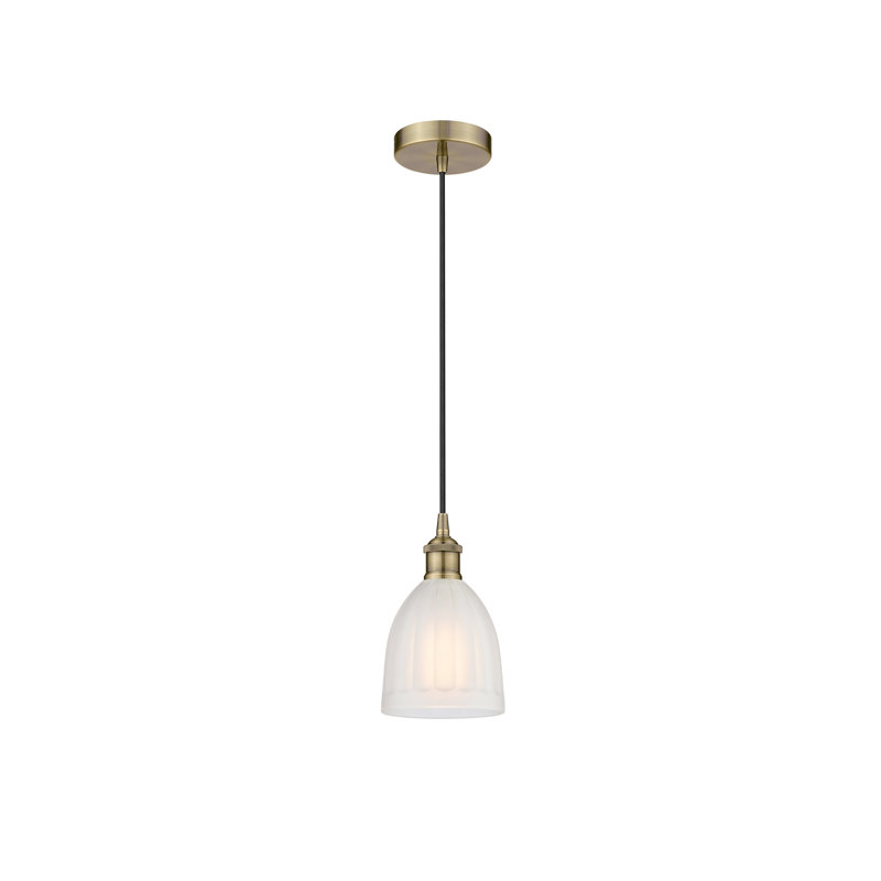 Mini luminaire suspendu Dunder - noir mat -, Frosted, White/Antique Brass