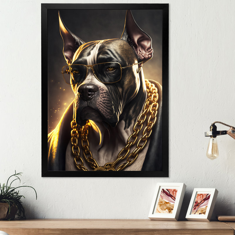 «Great Dane Gangster in NYC I», impression sur toile, Impression noire sur toile encadrée, H 32 po x l 16 po x P 1 po