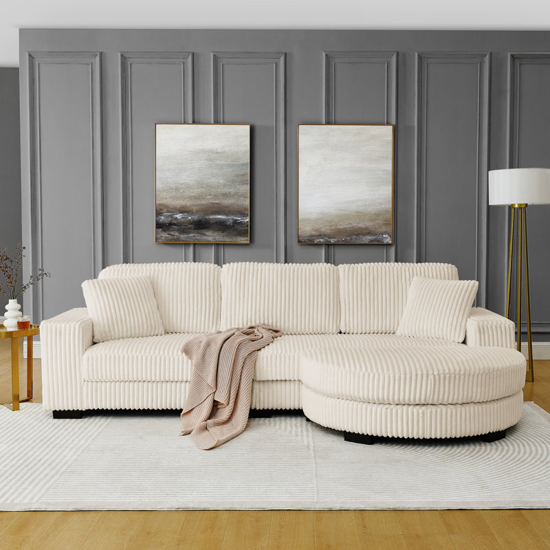 Convertible Comfort Corduroy L-shaped Sofa For Relaxation And Style