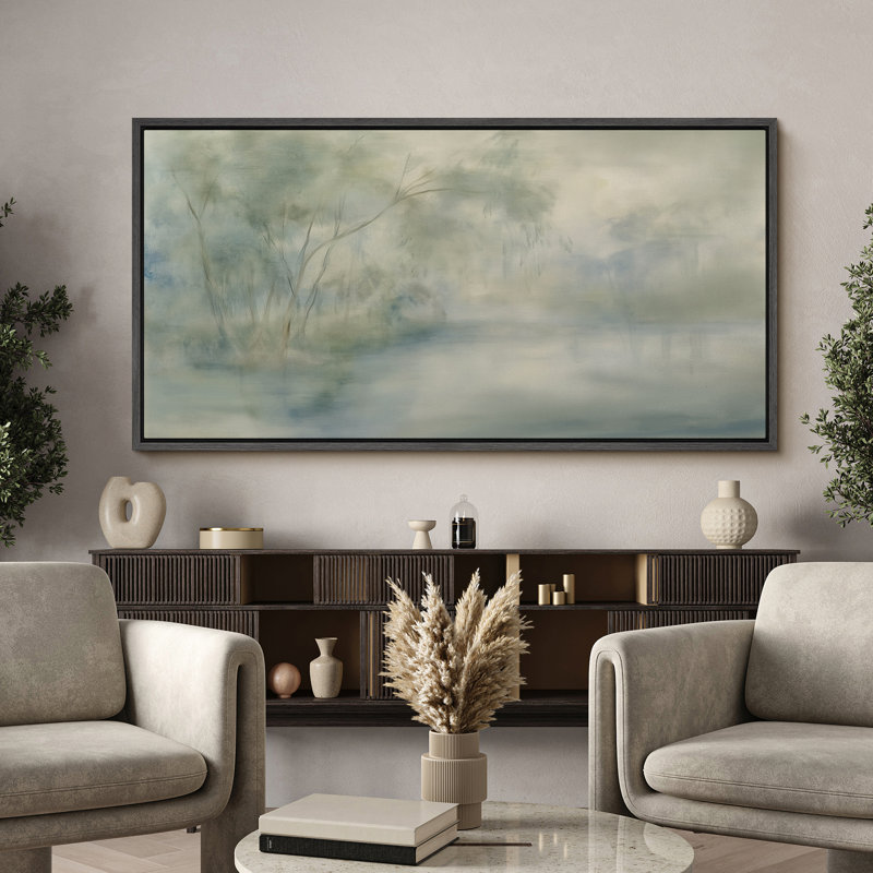 «Abstract Green Blue Landscape Scenery», impression sur toile encadrée de décorations murales surdimensionnées