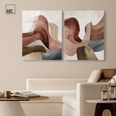 «Desert Petals Harmony», ensemble de 2 décorations murales Boho par Art Remedy, prêt à accrocher, 24 x 30