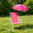 XL Folding Beach Chair With Attached Umbrella | Barbie Pink | 15" Seat Height | Heavy-Duty Steel Cross Bar | Oxford Fabric | 265Lbs Capacity-1568391373