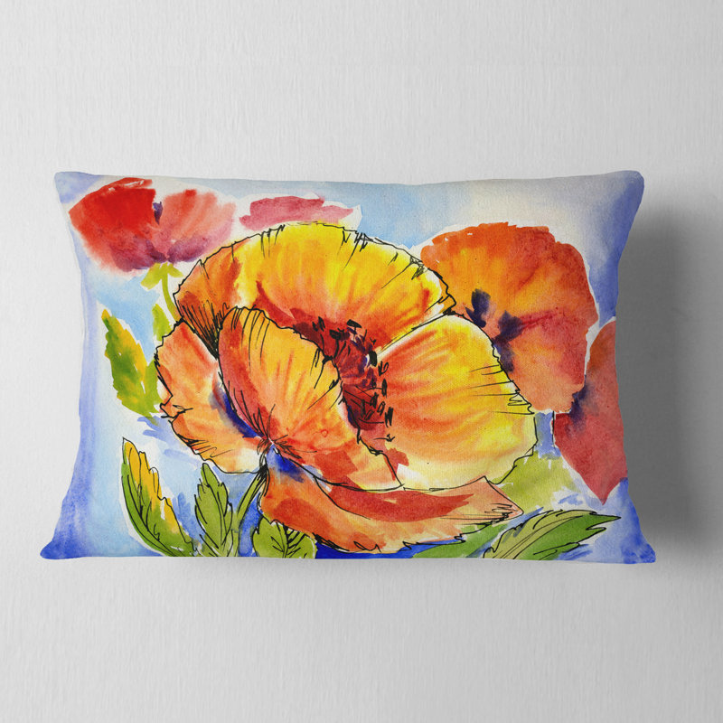 Bouquet de coquelicots soufflés - Coussin décoratif à imprimé floral