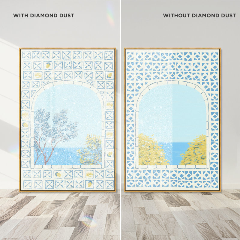 Mediterranean Window Set Set by Oliver Gal, 50"H x 34"W, Gold Floater Frame