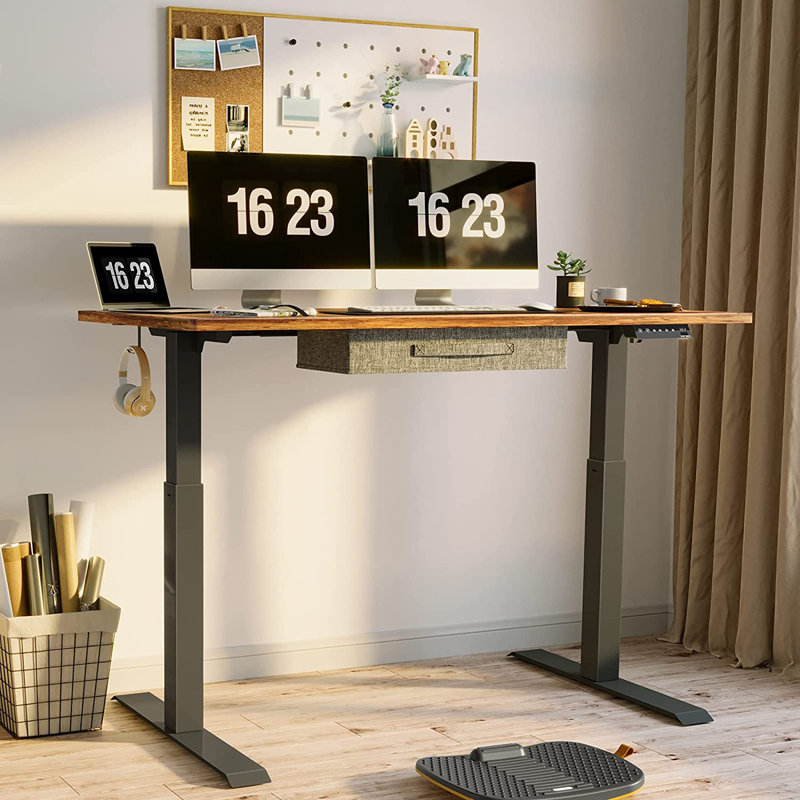 Bureau debout à hauteur réglable Daejha, Chêne / noir