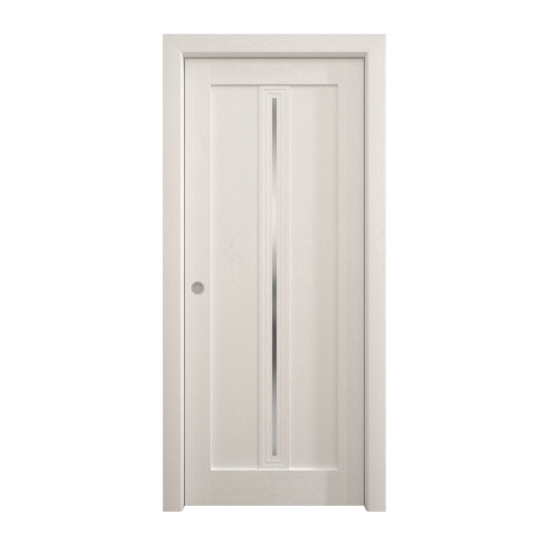 Sliding Pocket Door | Ego 5014 | Kit Rail Hardware | Solid Wood Interior Bedroom Modern Doors, Painted White Oak, 36'' x 80''