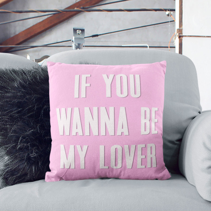 My Lover Typography Square Throw Cushion, 40cm H x 40cm W x 15cm D, White