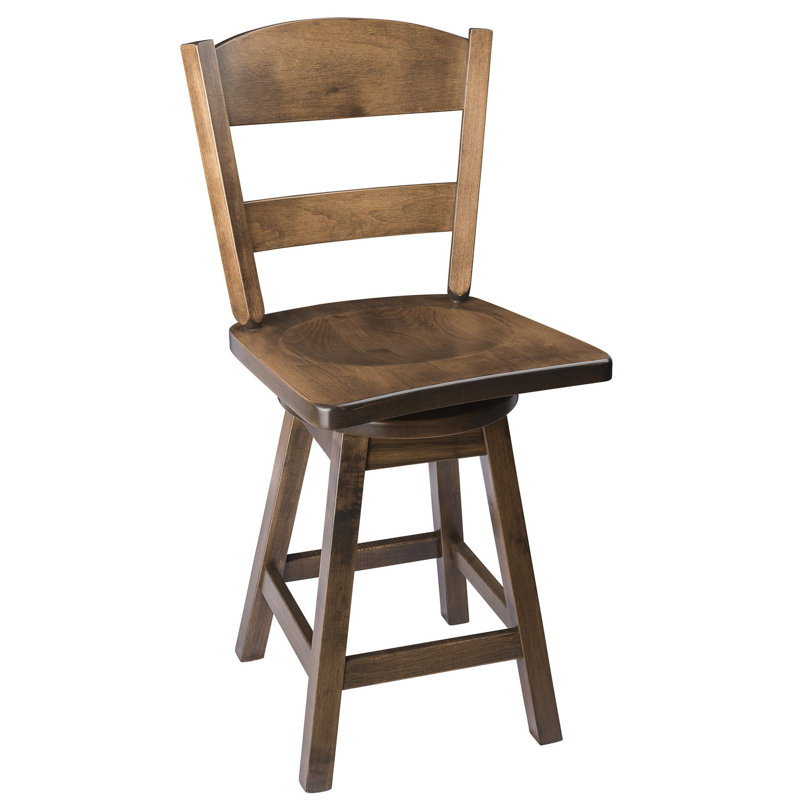 Caine Swivel Solid Wood Counter Stool, Cappuccino, Bar Stool (30" Seat Height)