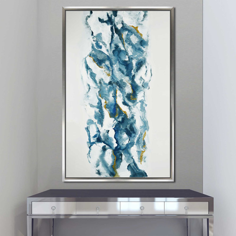 Into The Blue (Vert) - Imprimé, H 51,5 po x l 31,5 po x P 2 po, Cadre flottant argent