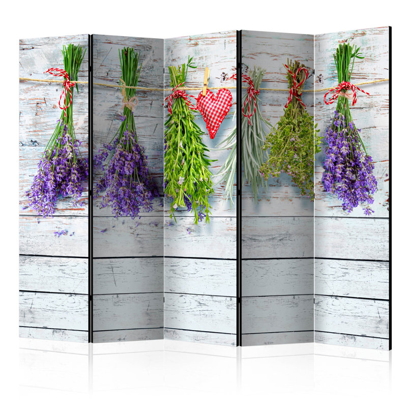 Malounta 225cm W x 172cm H 5 - Panel Solid Wood Folding Room Divider