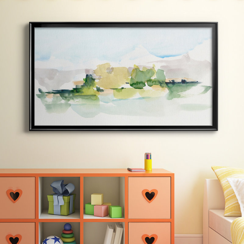 Tangerine Sunset I - peinture encadrée, H 10,5 po x l 18,5 po x P 1,5 po, Pas de tapis, Toile avec cadre noir