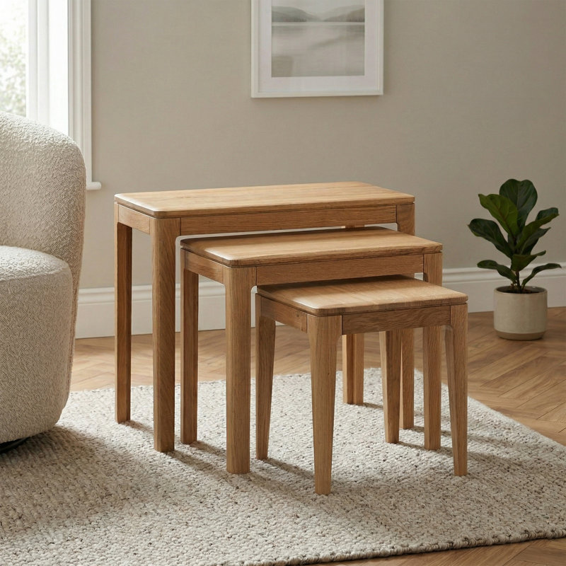 Remi Solid Wood Nesting Tables, Oak
