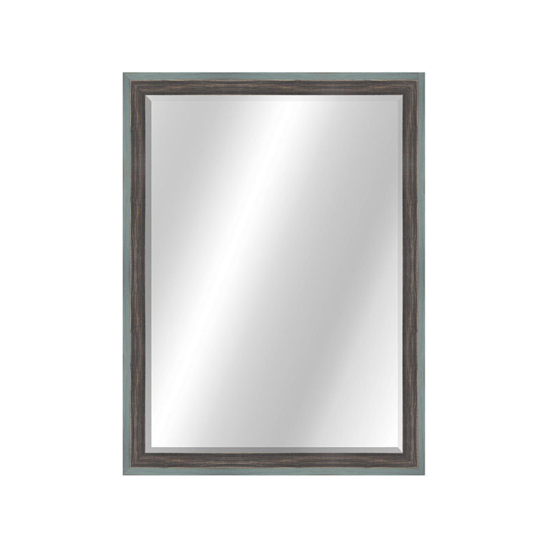 Country Colors II Solid Wood Rectangle Wall Mirror, 32.5" x 26.5", Gray/Black