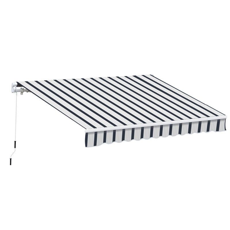 Dongguan Xiyite Trading Co., Ltd. Retractable Door / Window Awning, 160cm H x 395cm W x 300cm D, Striped, Blue; White