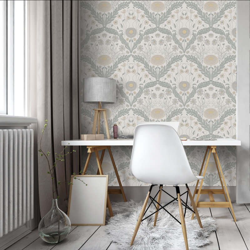 Asbury 10.05m x 53cm Matte Wallpaper Roll, Grey
