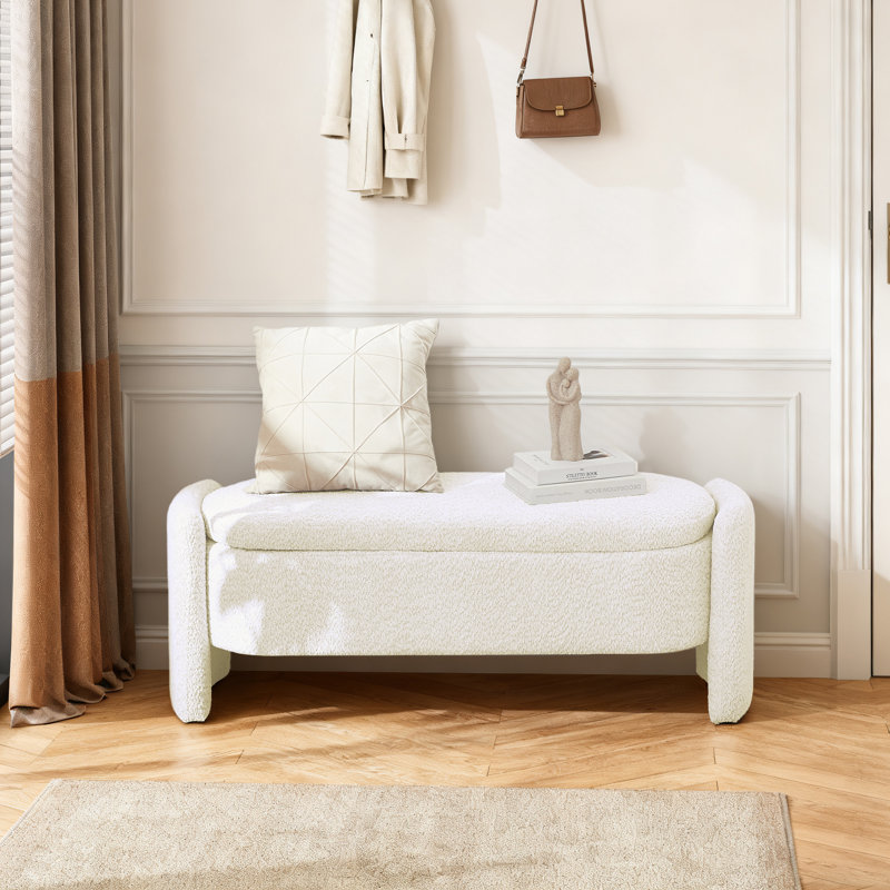 Upholstered Bench, White