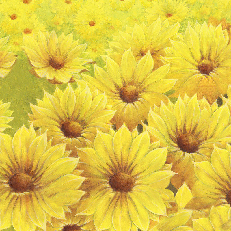 Yellow Sunflowers - Wrapped Canvas Painting, 30cm H x 30cm W x 3.8cm D