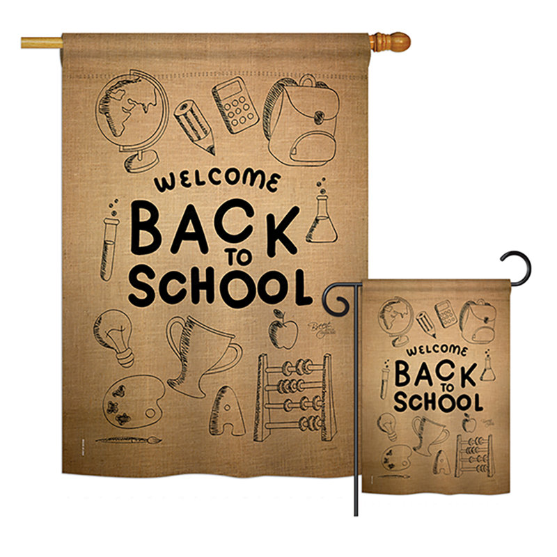Ensemble de 2 faces en polyester à impressions spéciales "welcome the back" en toile jute special occasion